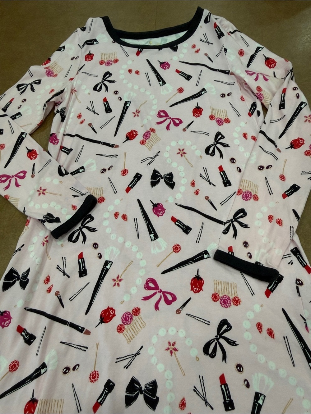 Kate Spade Brushed Cotton Pink Makeup Print Long Sleeve Tunic Long Sleeved XS - Picture 3 of 6